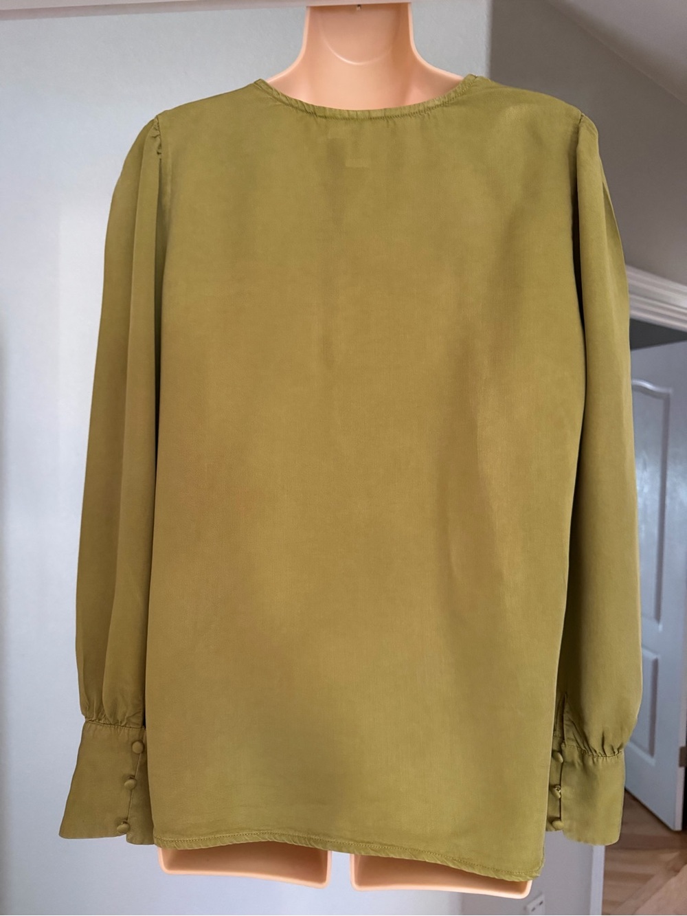 Joie Olive Green Embroidered Boho Blouse Romantic Prairie Western Cottagecore, M - Picture 7 of 11